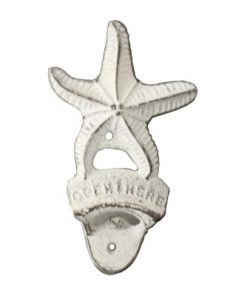 Cast Iron Starfish Bottle Opener, Antique White