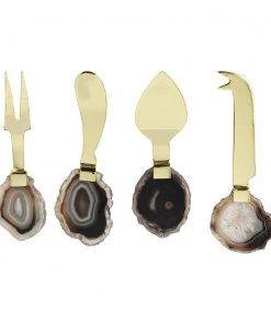 A by Amara - Black Agate Cheese Knives - Set of 4