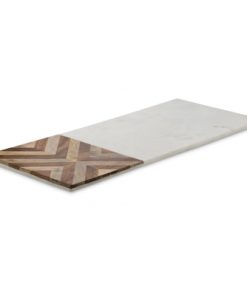 Chevron Detailed Rectangular Wood and Marble Cheese Board