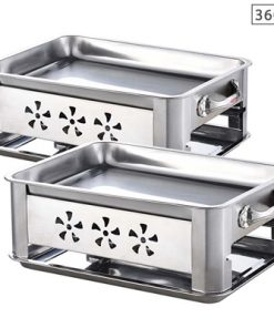 2X 36CM Portable Stainless Steel Outdoor Chafing Dish BBQ Fish Stove Grill Plate