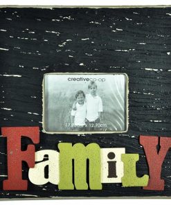 Large Square Wooden Photo Frame with 3D Raised Letters - Family