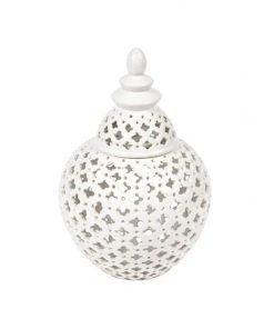Miccah Porcelain Temple Jar, White, Large