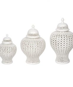 Minx Porcelain Temple Jar, Large, White