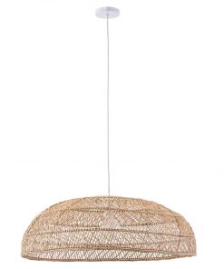 Wonboyn 60W E27 Pendant Light Size W 79cm x D 79cm x H 28cm in Natural Cane Ribs/Iron Freedom