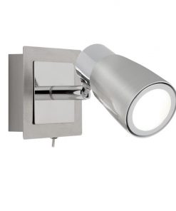 Alecia Metal LED Wall Spotlight with Switch, Brushded Chrome