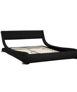 King Size Faux Leather Curved Bed Frame Black