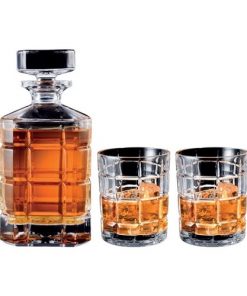 Cellar Premium Luxe Crystal Glass 3 Piece Whisky Decanter Set 900ml/300ml