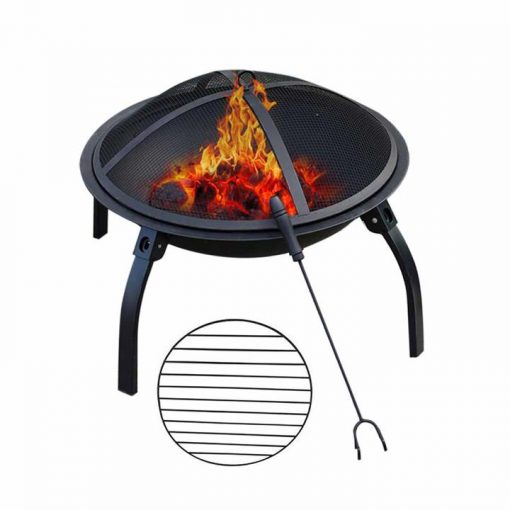 2 in 1 Outdoor Portable Fold Fire Pit BBQ Grill Patio Camping Heater Fireplace 56cm