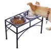 Dual Elevated Raised Pet Dog Feeder Bowl Stainless Steel Food Water Stand