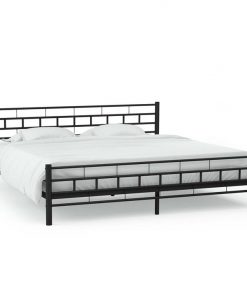 Metal Bed Frame with Slatted Base 153x203 cm Block Design Queen |