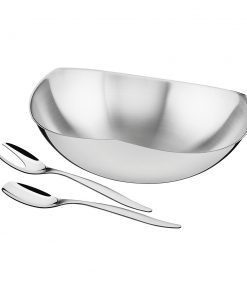 Tramontina - Stainless Steel Salad Bowl with Serving Spoon and Fork