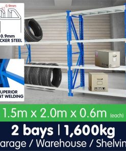 2 Bay Garage Storage Steel Rack Shelving | Afterpay | zipPay | Oxipay