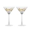 Cellar Premium Set of 2 Luxe Gold Leaf Martini Cocktail Glass