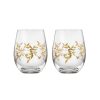 Cellar Premium Set of 2 Luxe Gold Leaf Stemless Wine Glass
