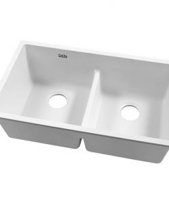 Stone Kitchen Sink 790X460MM Granite Under/Topmount Basin Double Bowl White