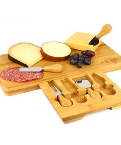 Bamboo Cheese Board Serving Platter With Knife Set | M&w