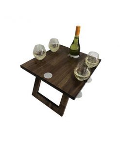 Hardwood 4 Glasses Portable Folding Wine Table